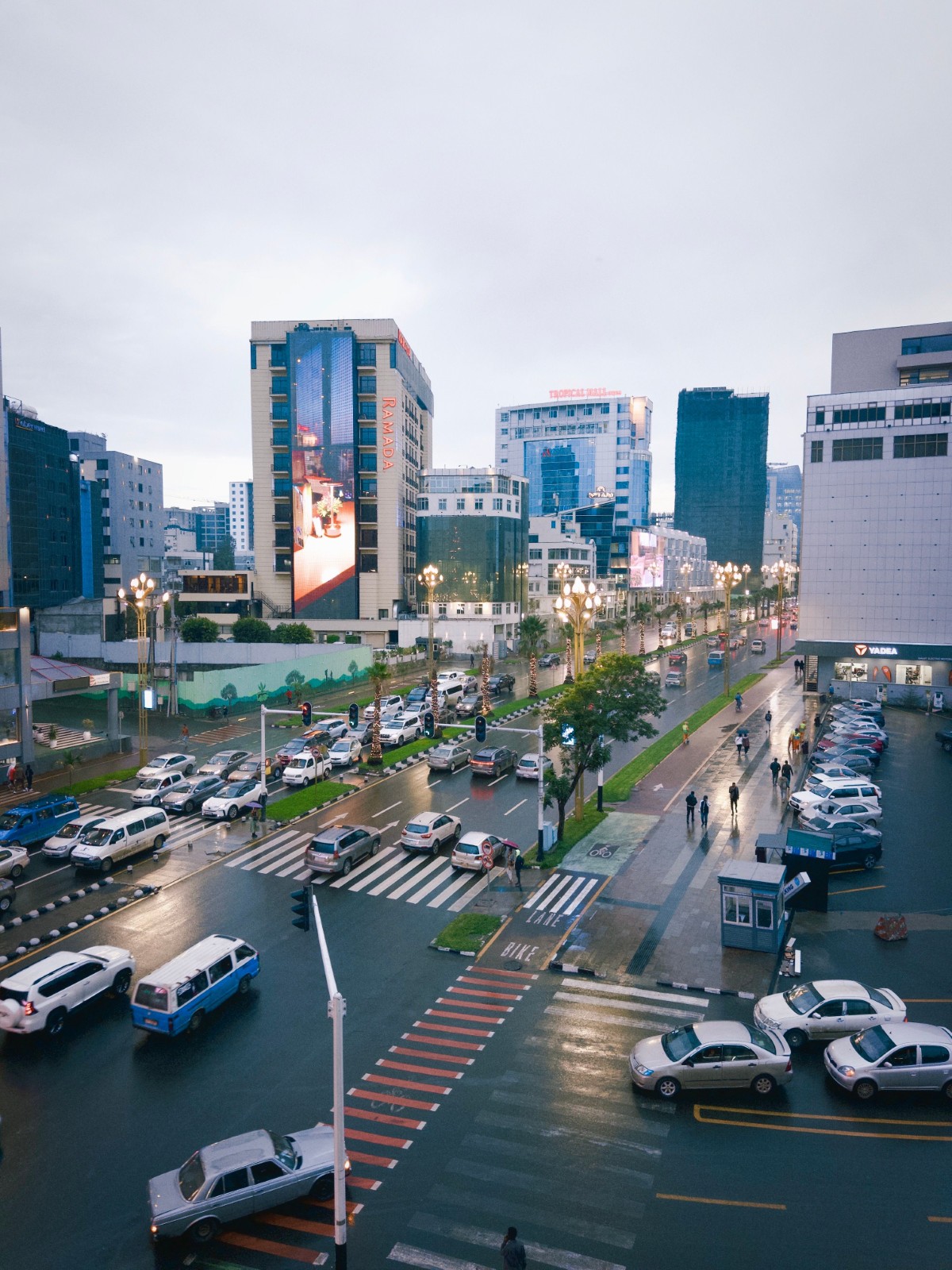 A growing African city skyline at dusk